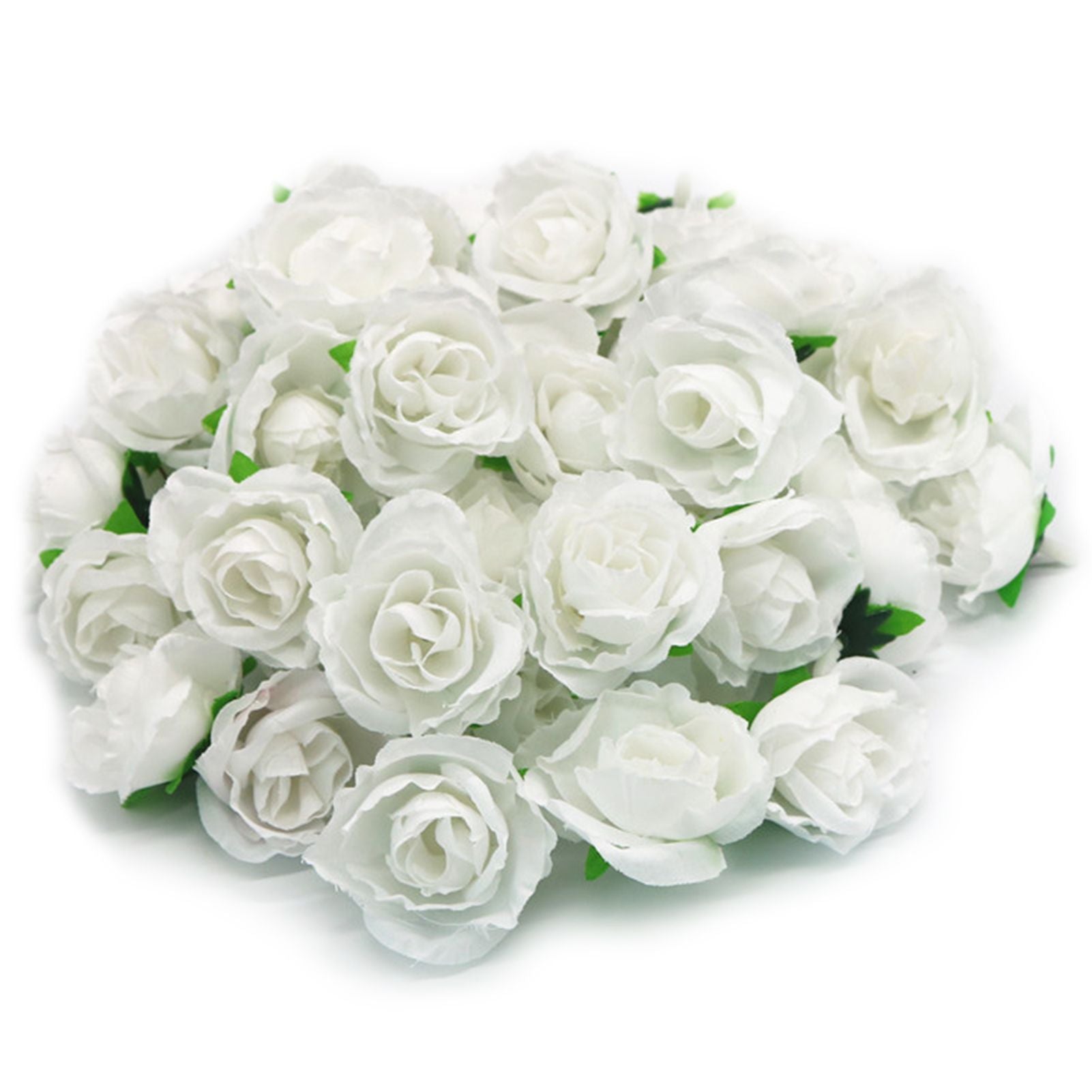 50PCS Simulation Rose Head Decorative Reusable Silk Fake Rose Flower for Wedding Party White V1294-YM0512-3115220122612