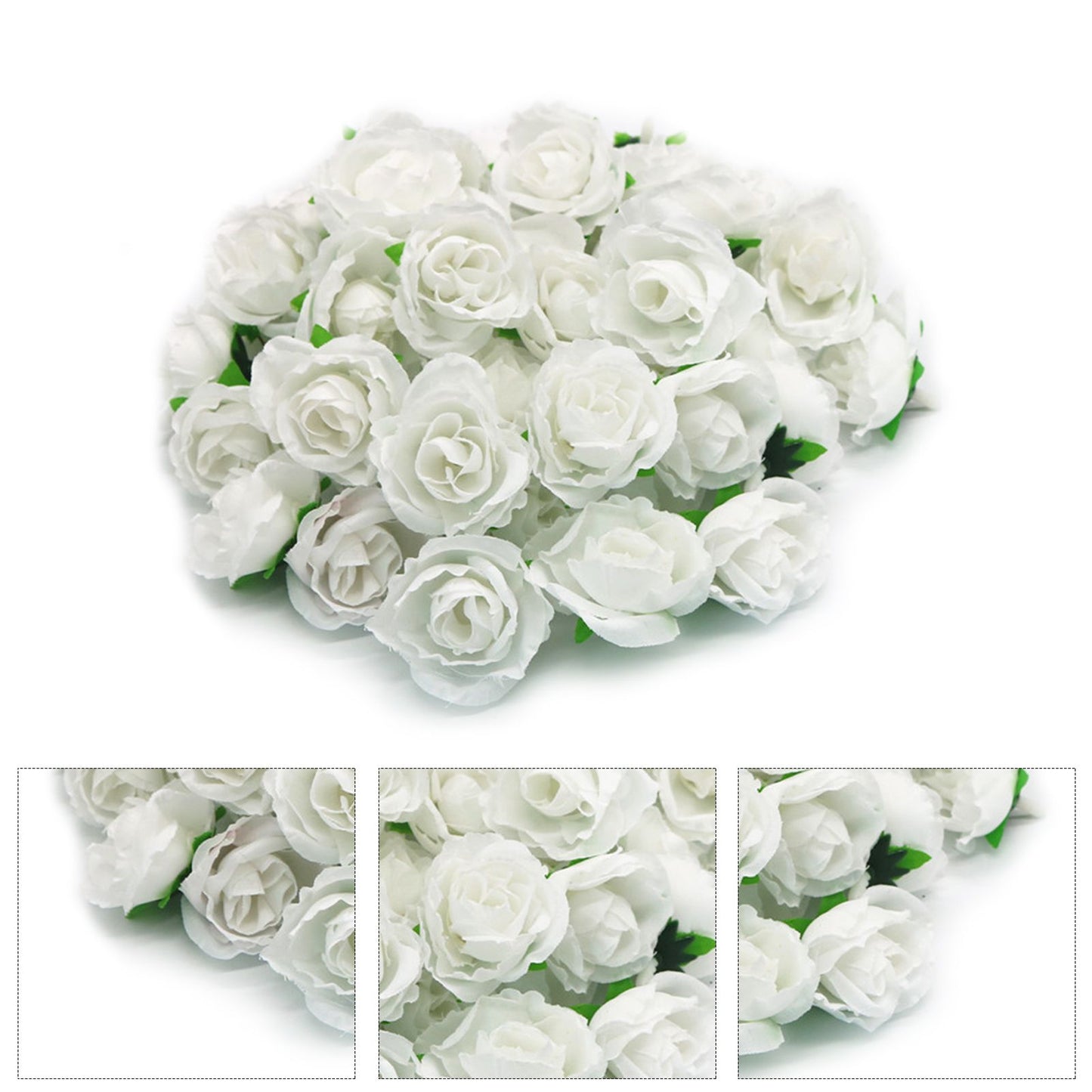 50PCS Simulation Rose Head Decorative Reusable Silk Fake Rose Flower for Wedding Party White V1294-YM0512-3115220122612