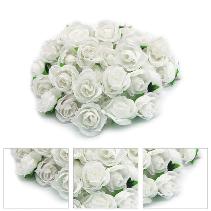 50PCS Simulation Rose Head Decorative Reusable Silk Fake Rose Flower for Wedding Party White V1294-YM0512-3115220122612