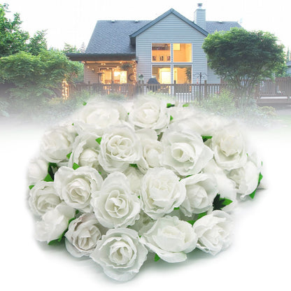 50PCS Simulation Rose Head Decorative Reusable Silk Fake Rose Flower for Wedding Party White V1294-YM0512-3115220122612