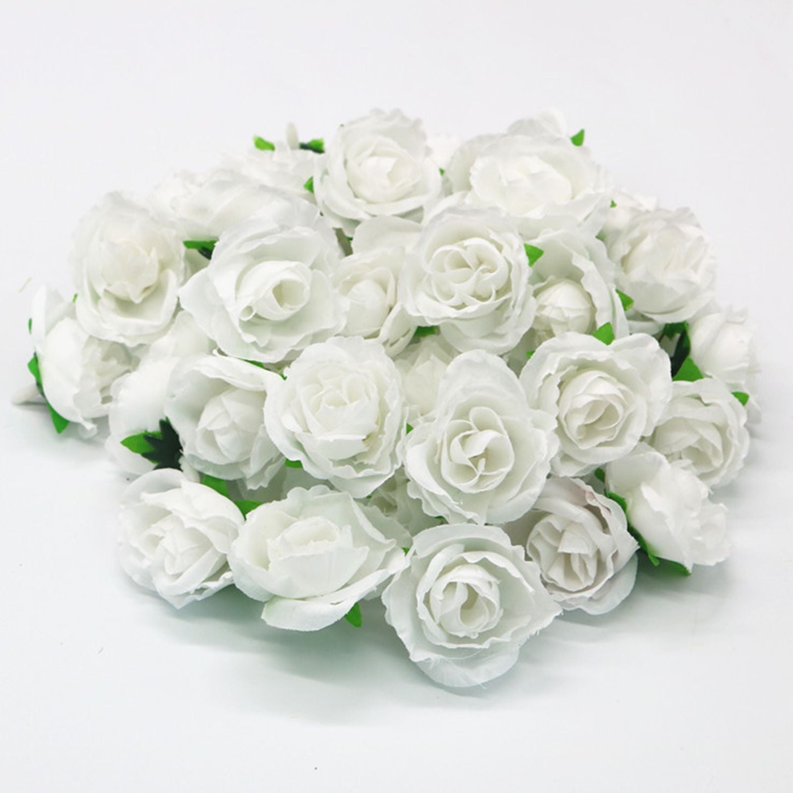 50PCS Simulation Rose Head Decorative Reusable Silk Fake Rose Flower for Wedding Party White V1294-YM0512-3115220122612
