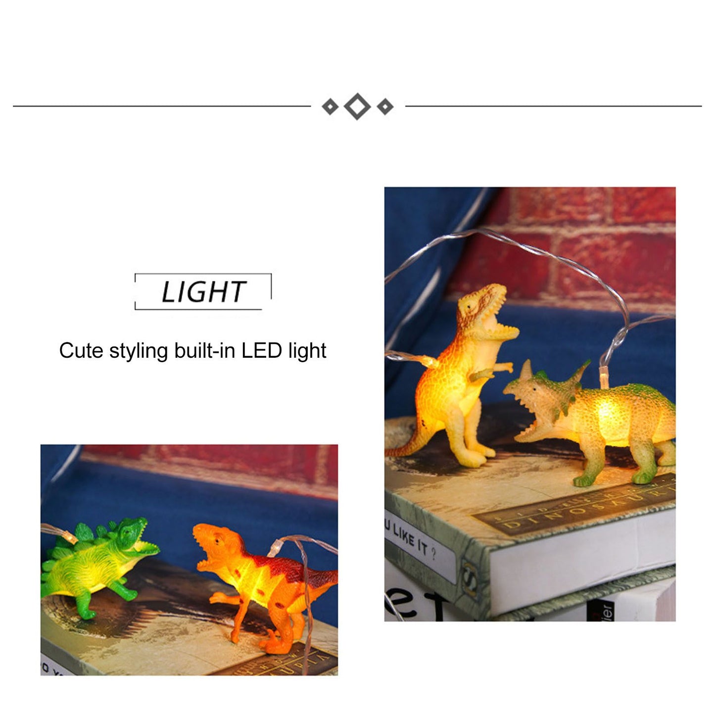 Dinosaur String Lamp 2m 10LED String Lights Animal Fashionable Decorative Light for Bedroom 4.5V V1294-YM0512-3115220122711