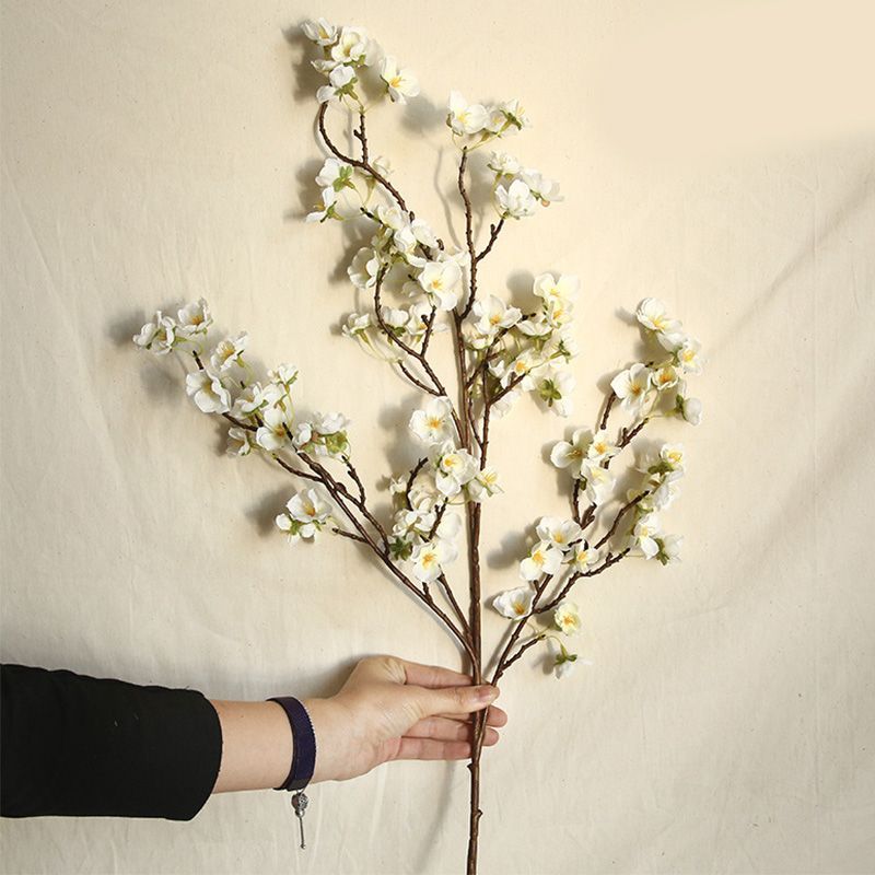 Artificial Cherry Blossom 4 Branches Decorative Lifelike Cherry Blossom Branches Decor 97cm White V1294-YM0512-3115220122911