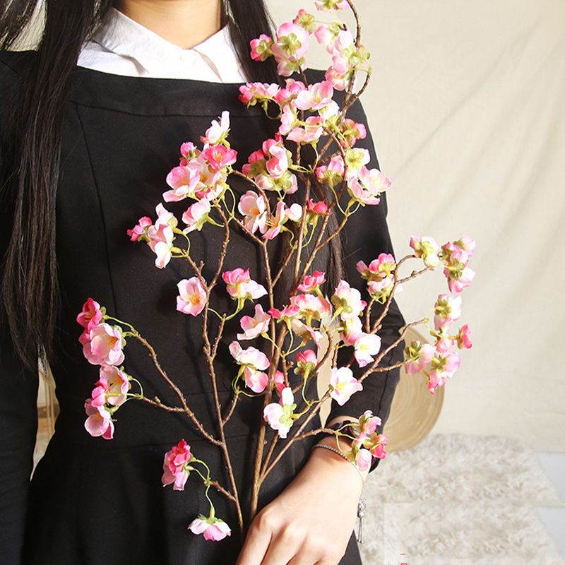 Artificial Cherry Blossom 4 Branches Decorative Lifelike Cherry Blossom Branches Decor 97cm Dark Pink V1294-YM0512-3115220122912
