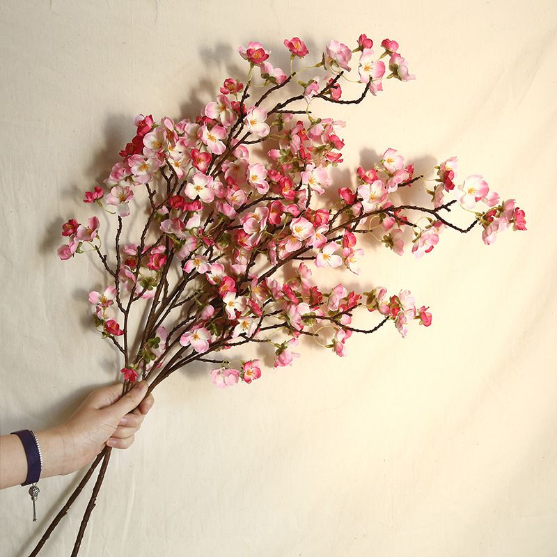 Artificial Cherry Blossom 4 Branches Decorative Lifelike Cherry Blossom Branches Decor 97cm Dark Pink V1294-YM0512-3115220122912