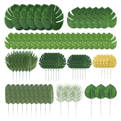 70pcs Simulated Palm Leaves Decorative Practical 10 Kinds Fake Faux Jungle Leaf Set for Home V1294-YM0512-3115220123111