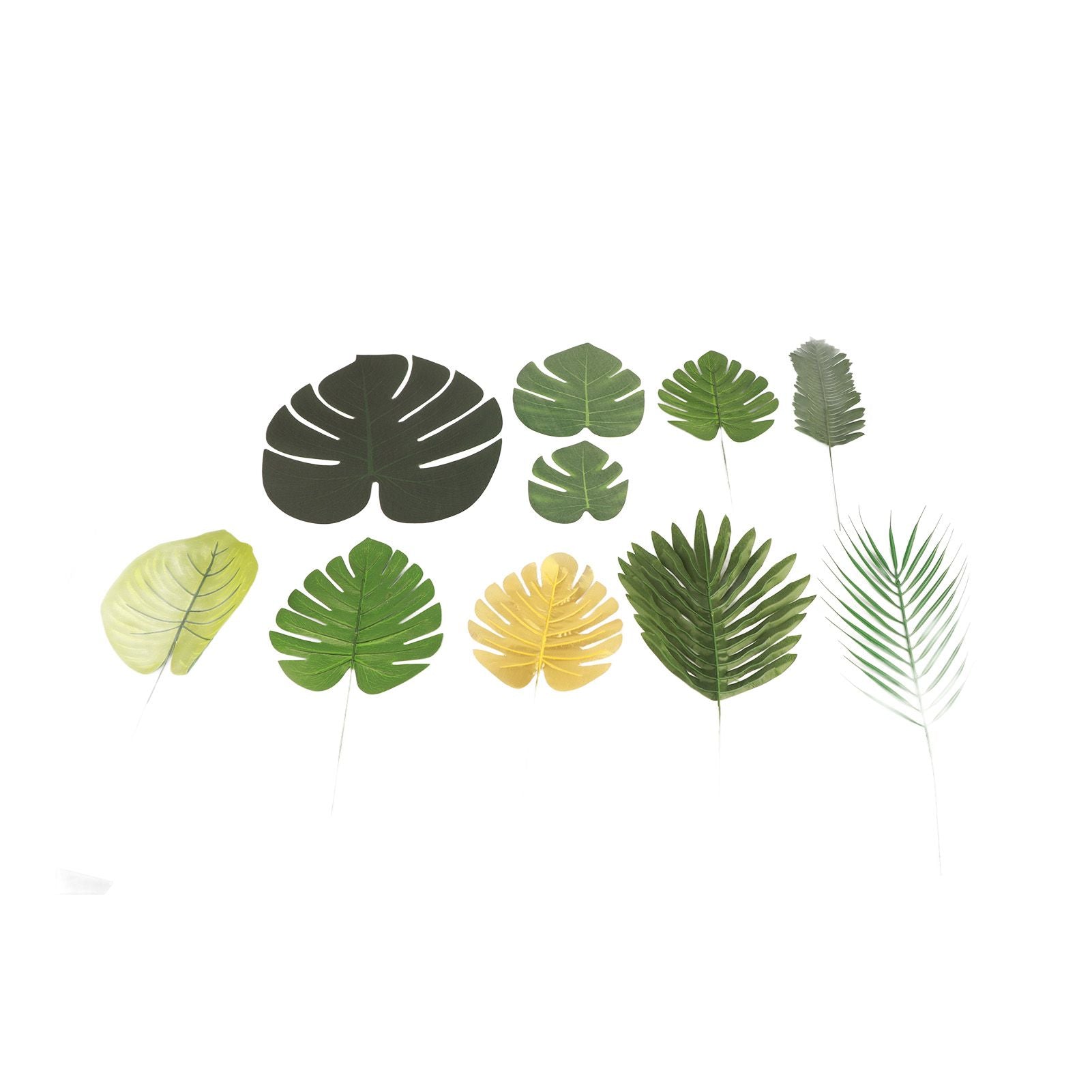 70pcs Simulated Palm Leaves Decorative Practical 10 Kinds Fake Faux Jungle Leaf Set for Home V1294-YM0512-3115220123111