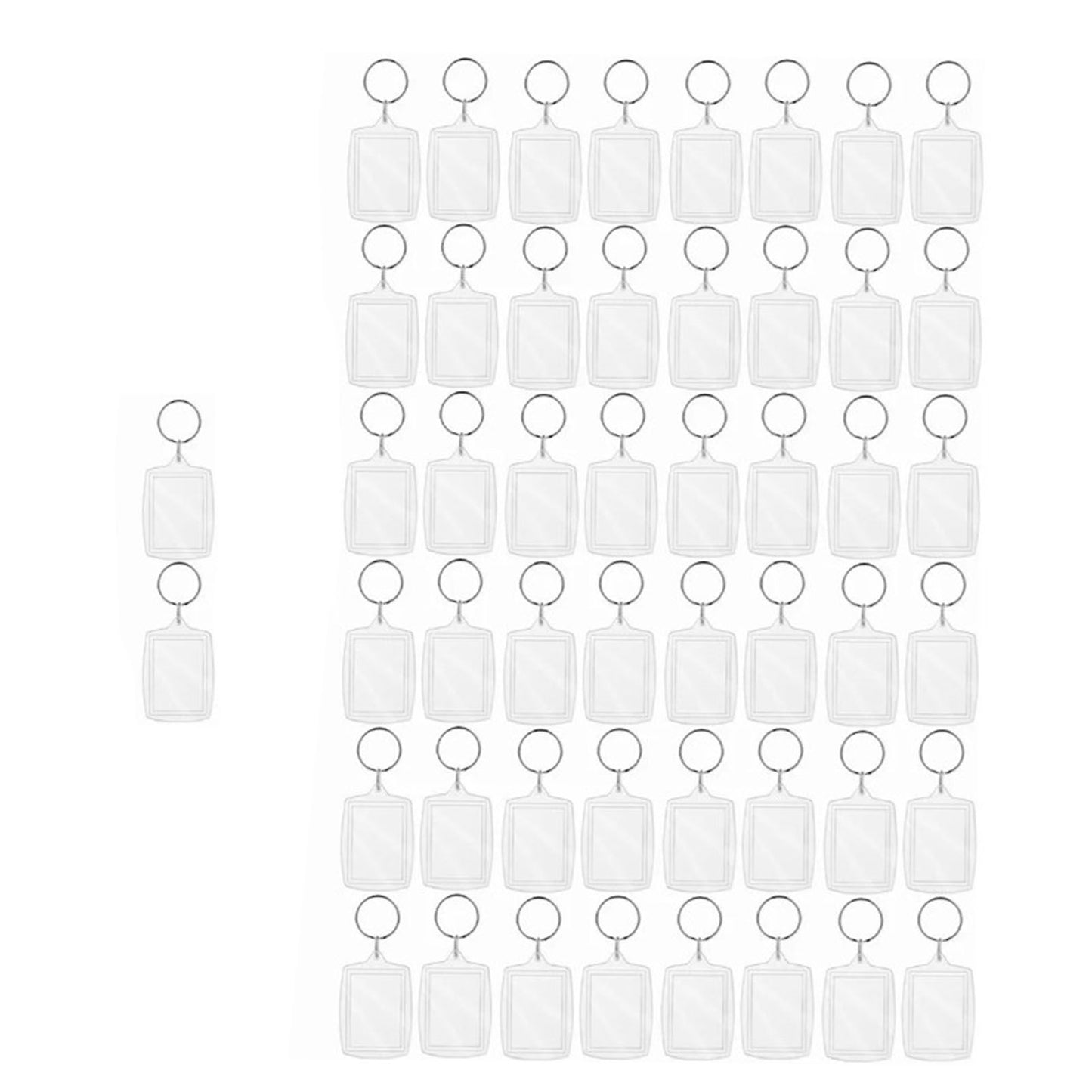 50Pcs Photo Insert Keychain Acrylic Blank Transparent Photo Picture Frame Keyring V1294-YM0512-3115220123611