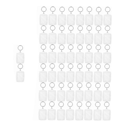 50Pcs Photo Insert Keychain Acrylic Blank Transparent Photo Picture Frame Keyring V1294-YM0512-3115220123611