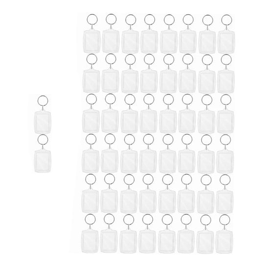 50Pcs Photo Insert Keychain Acrylic Blank Transparent Photo Picture Frame Keyring V1294-YM0512-3115220123611