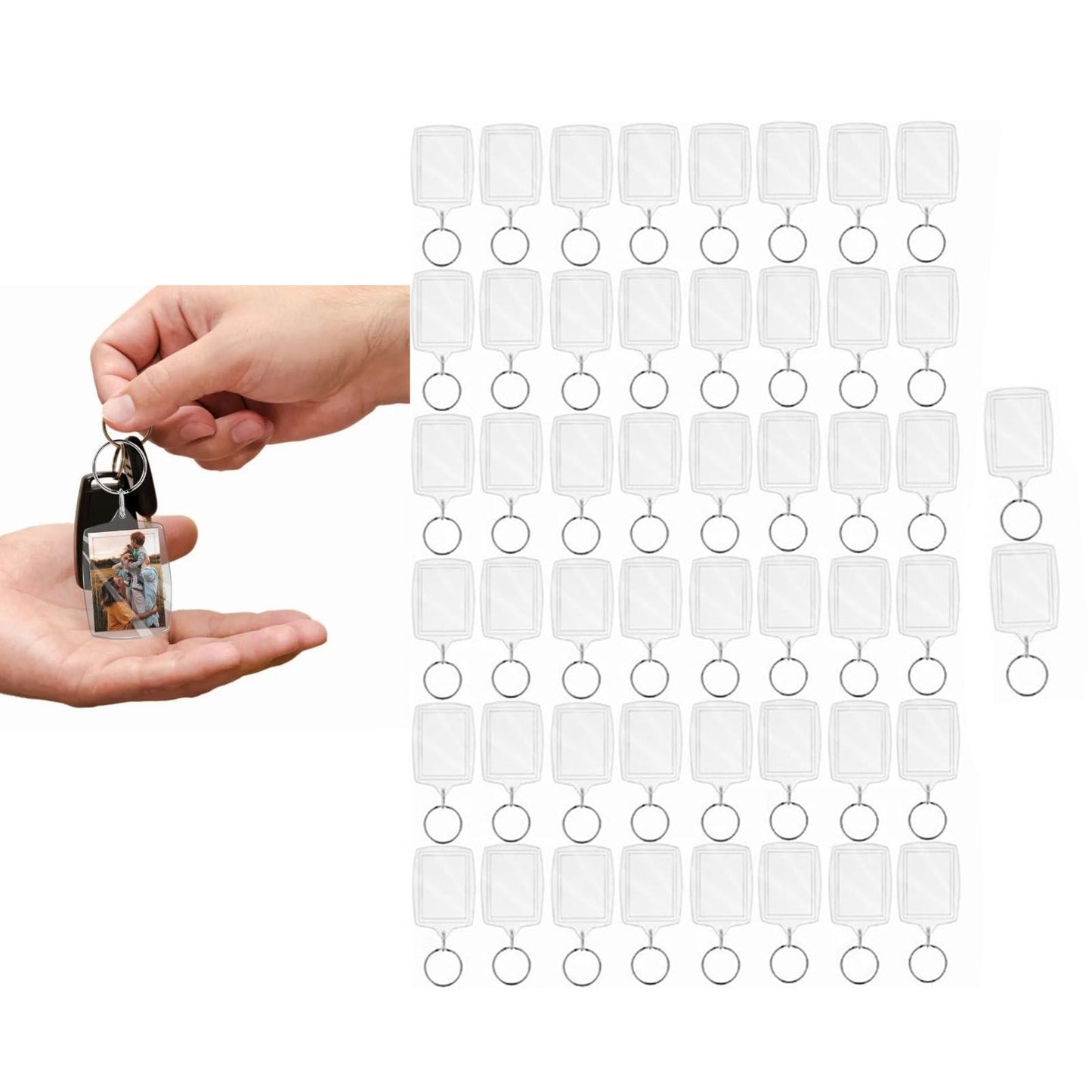 50Pcs Photo Insert Keychain Acrylic Blank Transparent Photo Picture Frame Keyring V1294-YM0512-3115220123611