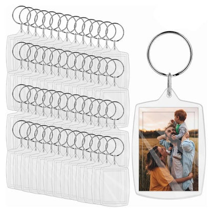 50Pcs Photo Insert Keychain Acrylic Blank Transparent Photo Picture Frame Keyring V1294-YM0512-3115220123611
