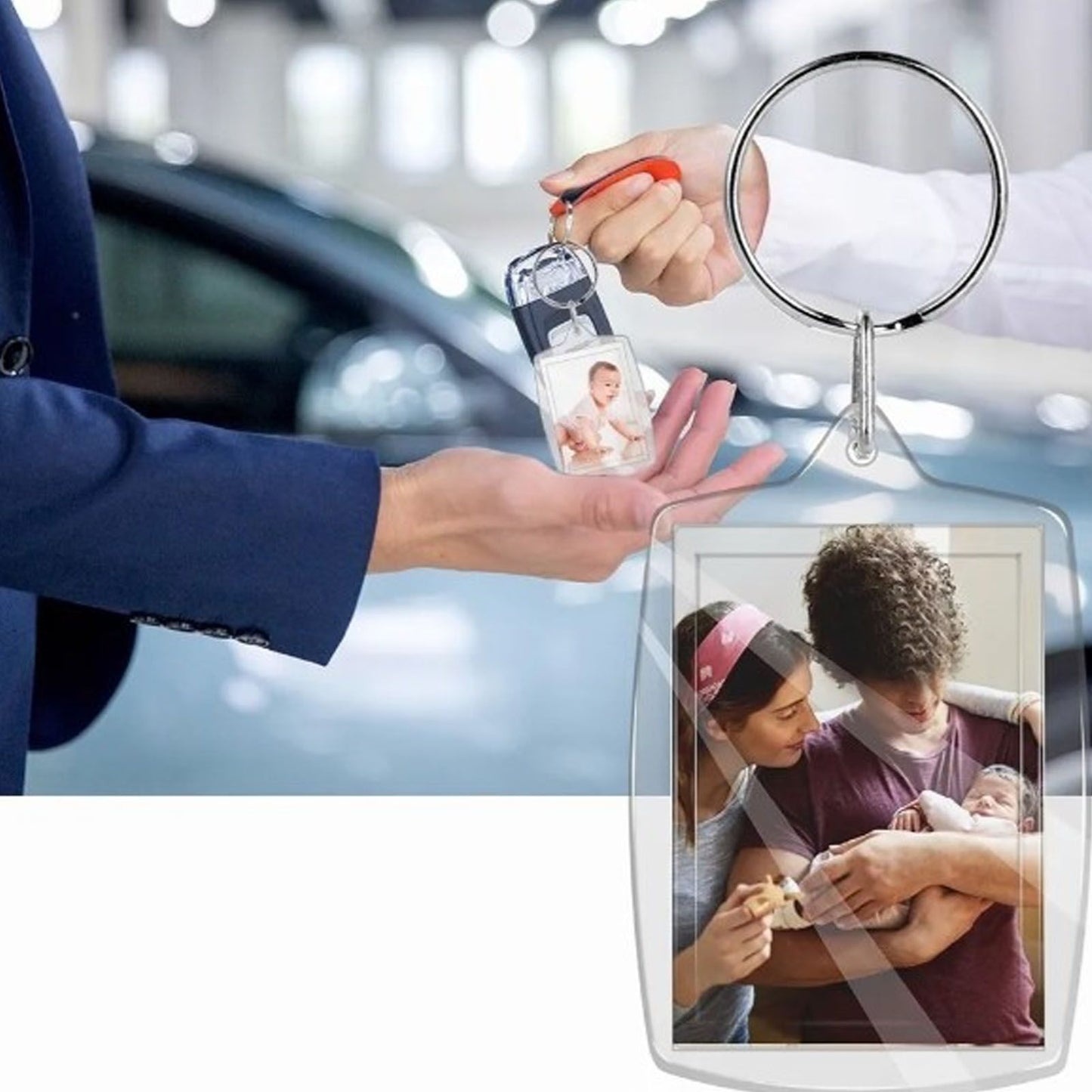 50Pcs Photo Insert Keychain Acrylic Blank Transparent Photo Picture Frame Keyring V1294-YM0512-3115220123611