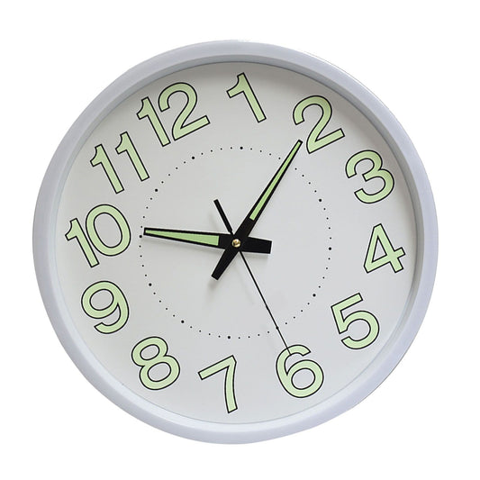 12 Inch Luminous Wall Clock Minimalist Round Quartz Clock for Bedroom Living Room Decoration White V1294-YM0512-3115220124511