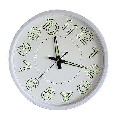 12 Inch Luminous Wall Clock Minimalist Round Quartz Clock for Bedroom Living Room Decoration White V1294-YM0512-3115220124511
