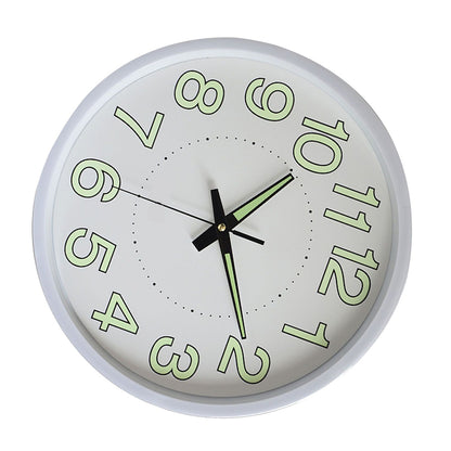 12 Inch Luminous Wall Clock Minimalist Round Quartz Clock for Bedroom Living Room Decoration White V1294-YM0512-3115220124511