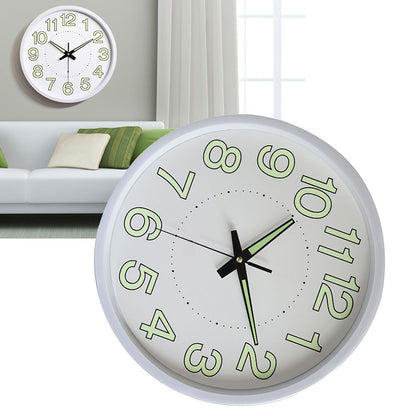 12 Inch Luminous Wall Clock Minimalist Round Quartz Clock for Bedroom Living Room Decoration White V1294-YM0512-3115220124511