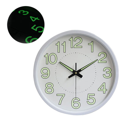 12 Inch Luminous Wall Clock Minimalist Round Quartz Clock for Bedroom Living Room Decoration White V1294-YM0512-3115220124511