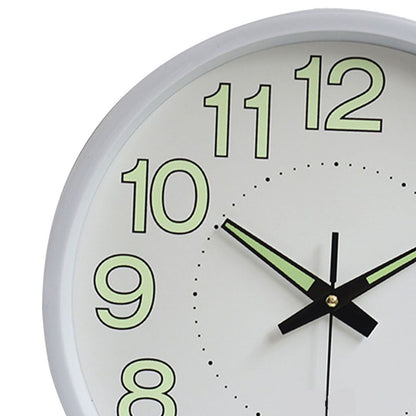 12 Inch Luminous Wall Clock Minimalist Round Quartz Clock for Bedroom Living Room Decoration White V1294-YM0512-3115220124511