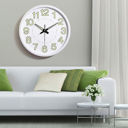12 Inch Luminous Wall Clock Minimalist Round Quartz Clock for Bedroom Living Room Decoration White V1294-YM0512-3115220124511