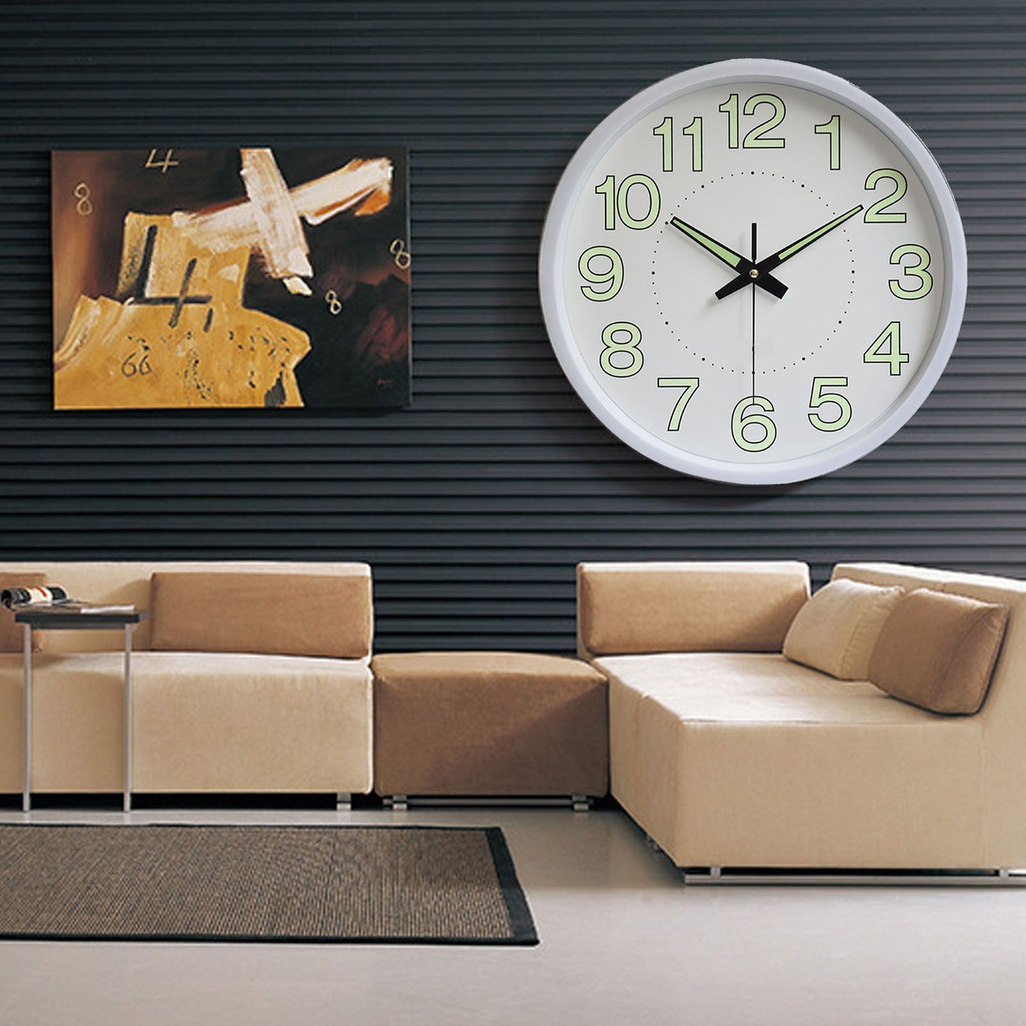 12 Inch Luminous Wall Clock Minimalist Round Quartz Clock for Bedroom Living Room Decoration White V1294-YM0512-3115220124511