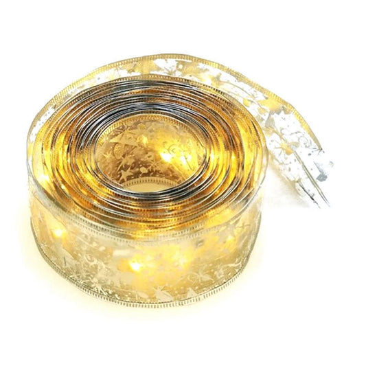 Christmas Ribbon Fairy Lights Gold Ribbon Warm Light 50 LED Christmas Tree Ribbon for Christmas Decorations V1294-YM0512-3115220127611
