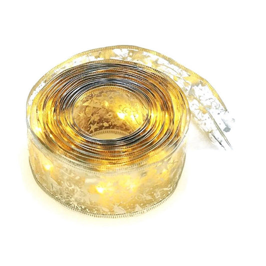 Christmas Ribbon Fairy Lights Gold Ribbon Warm Light 50 LED Christmas Tree Ribbon for Christmas Decorations V1294-YM0512-3115220127611