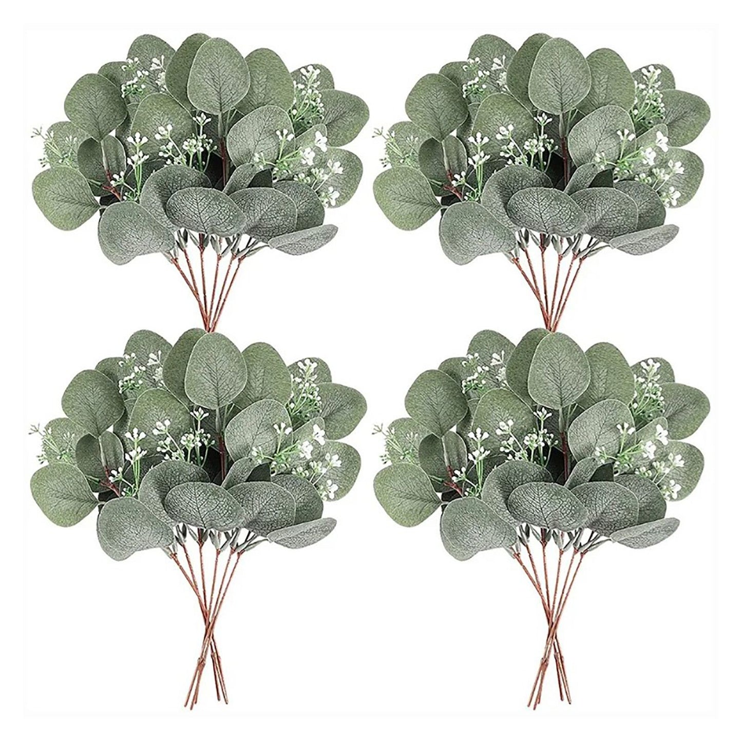 24Pcs Artificial Eucalyptus Stem Branches Round Eucalyptus Leaf with White Flower Decor Artificial Wedding V1294-YM0512-3115220127711