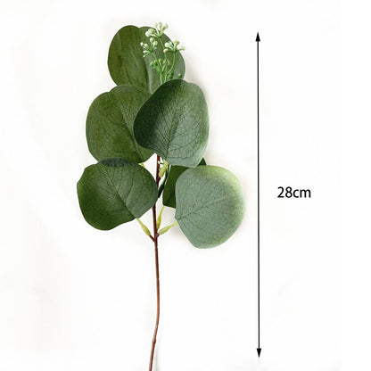 24Pcs Artificial Eucalyptus Stem Branches Round Eucalyptus Leaf with White Flower Decor Artificial Wedding V1294-YM0512-3115220127711