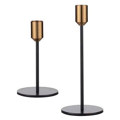2 Pcs Metal Candle Holder Simple Modern Design Antique Black Candlestick Decoration for Home Wedding V1294-YM0512-3115220128011