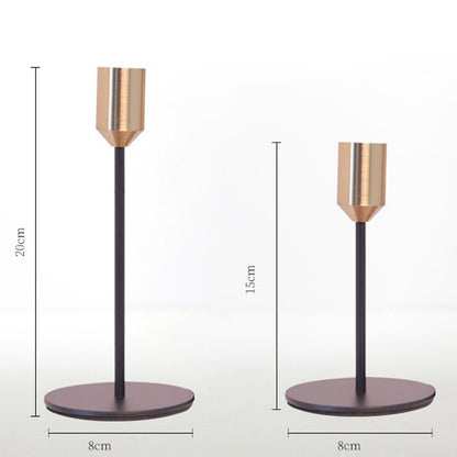 2 Pcs Metal Candle Holder Simple Modern Design Antique Black Candlestick Decoration for Home Wedding V1294-YM0512-3115220128011