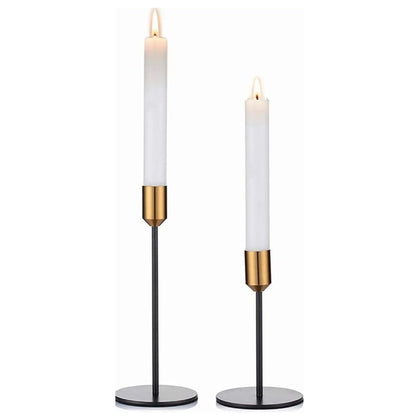 2 Pcs Metal Candle Holder Simple Modern Design Antique Black Candlestick Decoration for Home Wedding V1294-YM0512-3115220128011