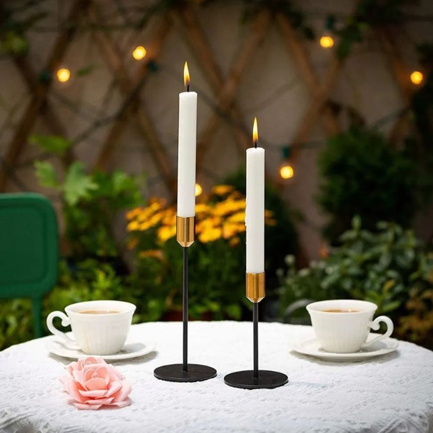 2 Pcs Metal Candle Holder Simple Modern Design Antique Black Candlestick Decoration for Home Wedding V1294-YM0512-3115220128011