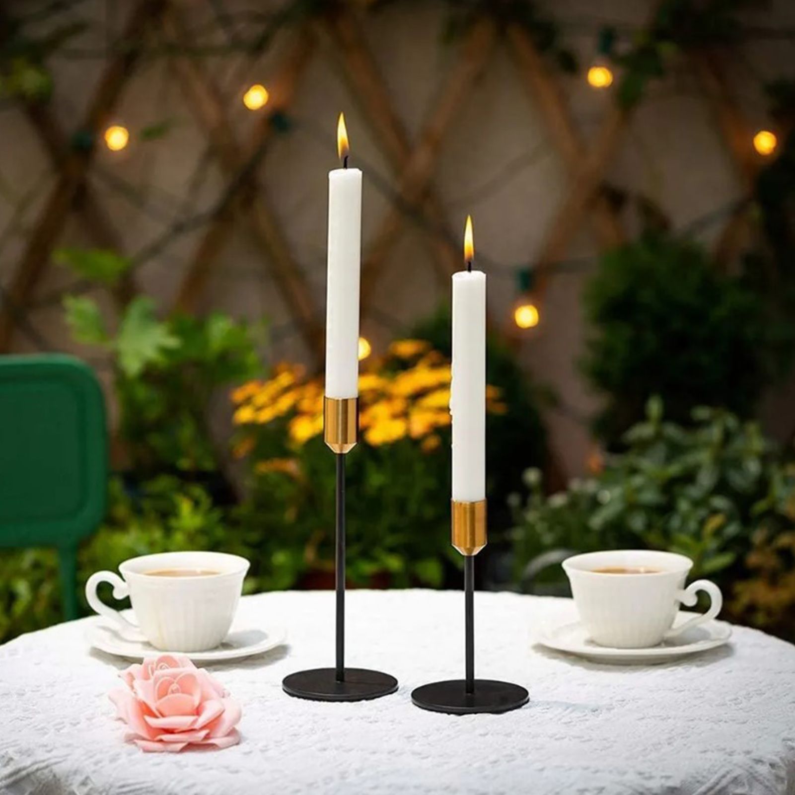 2 Pcs Metal Candle Holder Simple Modern Design Antique Black Candlestick Decoration for Home Wedding V1294-YM0512-3115220128011
