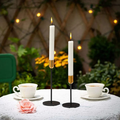 2 Pcs Metal Candle Holder Simple Modern Design Antique Black Candlestick Decoration for Home Wedding V1294-YM0512-3115220128011