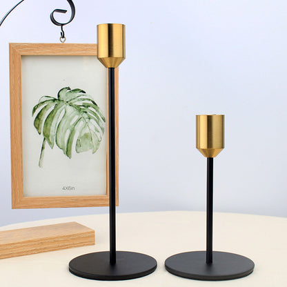 2 Pcs Metal Candle Holder Simple Modern Design Antique Black Candlestick Decoration for Home Wedding V1294-YM0512-3115220128011