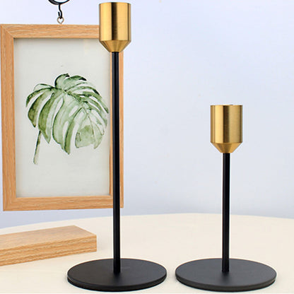 2 Pcs Metal Candle Holder Simple Modern Design Antique Black Candlestick Decoration for Home Wedding V1294-YM0512-3115220128011