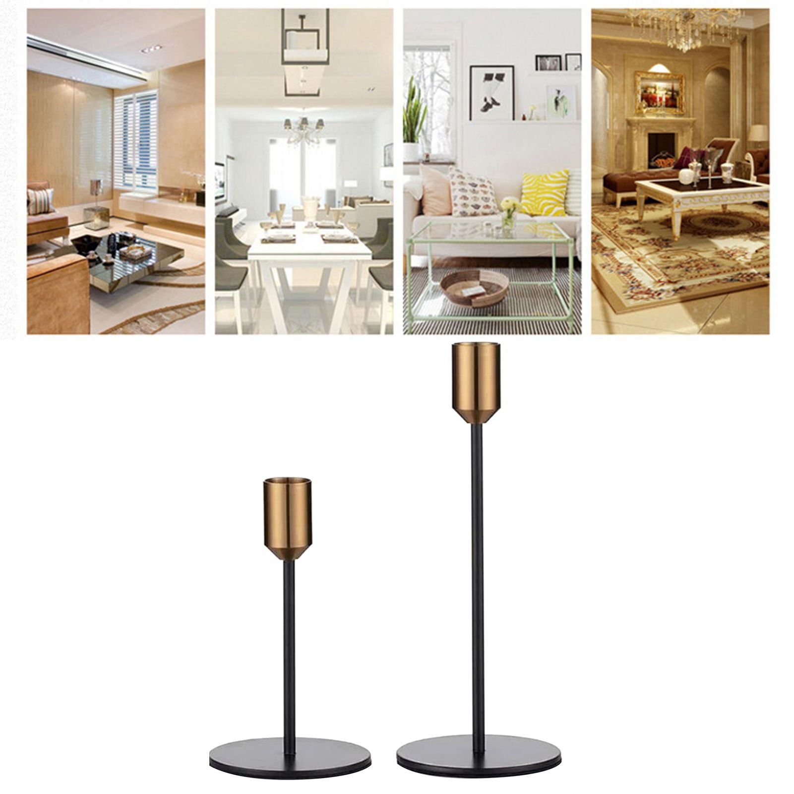 2 Pcs Metal Candle Holder Simple Modern Design Antique Black Candlestick Decoration for Home Wedding V1294-YM0512-3115220128011
