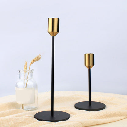 2 Pcs Metal Candle Holder Simple Modern Design Antique Black Candlestick Decoration for Home Wedding V1294-YM0512-3115220128011