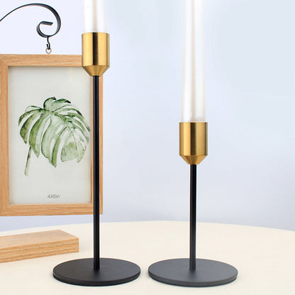2 Pcs Metal Candle Holder Simple Modern Design Antique Black Candlestick Decoration for Home Wedding V1294-YM0512-3115220128011