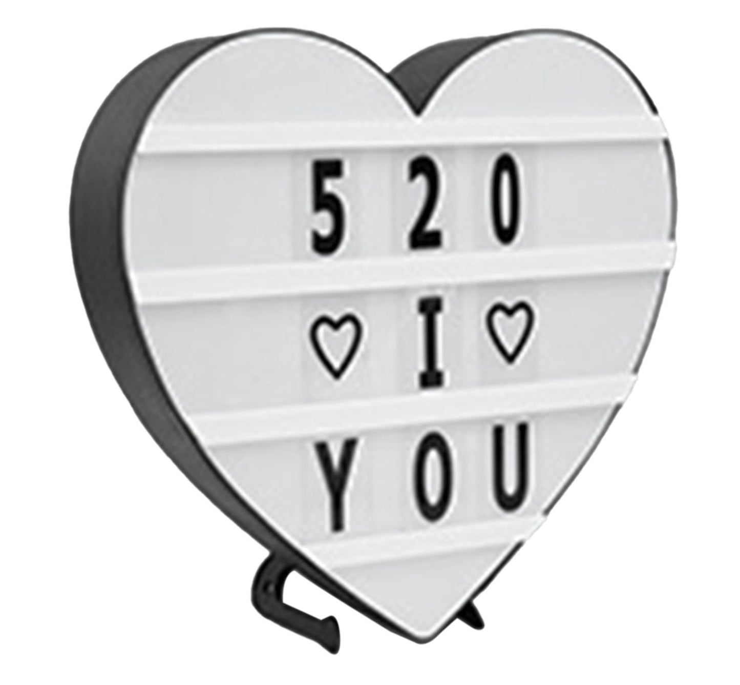 Cinema Light Box Black Heart Shaped LED Light Up Light Box with Coloured Alphabet Stickers V1294-YM0512-3115220128311