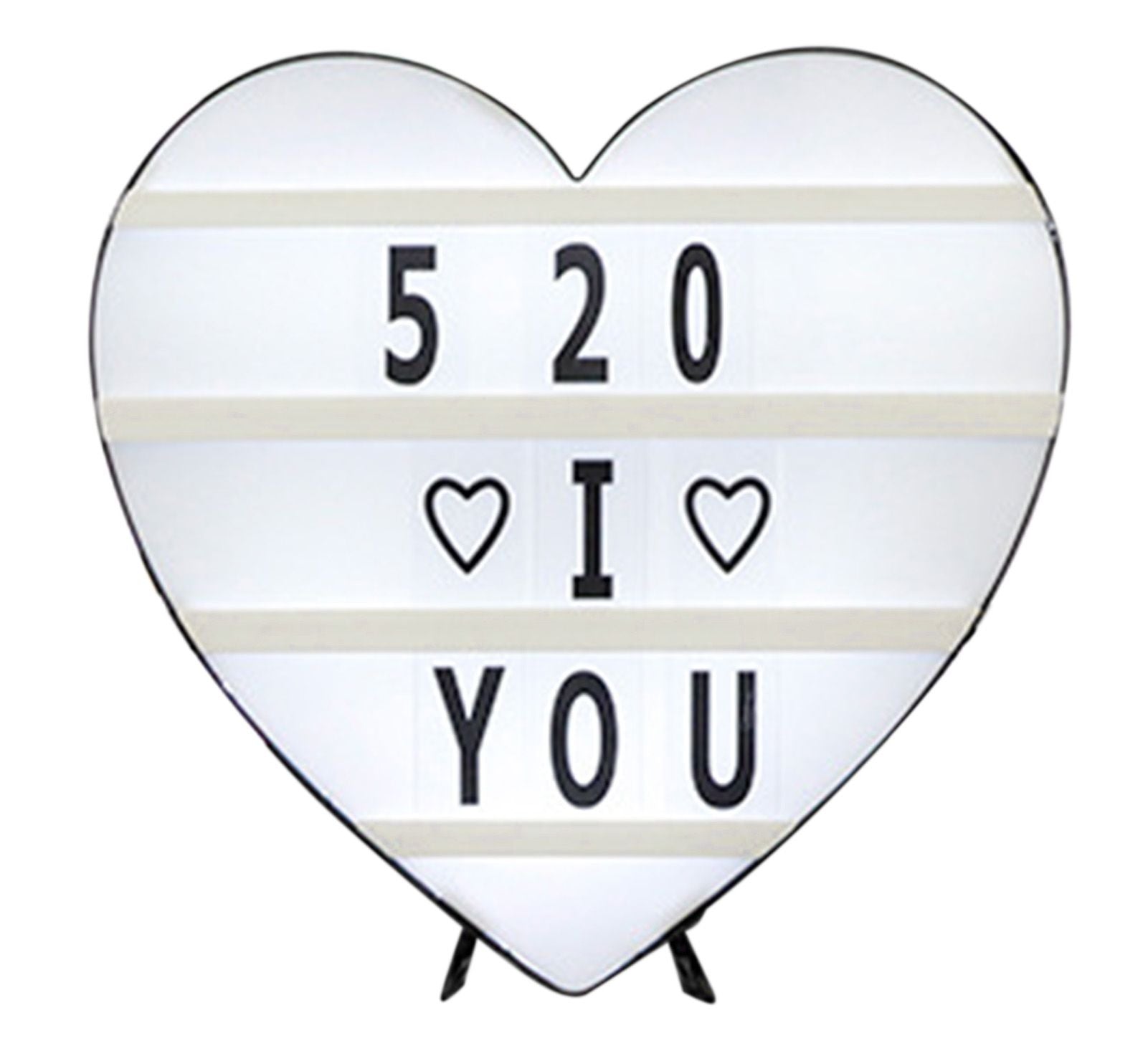 Cinema Light Box Black Heart Shaped LED Light Up Light Box with Coloured Alphabet Stickers V1294-YM0512-3115220128311