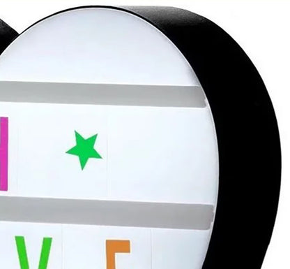 Cinema Light Box Black Heart Shaped LED Light Up Light Box with Coloured Alphabet Stickers V1294-YM0512-3115220128311