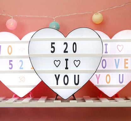 Cinema Light Box Black Heart Shaped LED Light Up Light Box with Coloured Alphabet Stickers V1294-YM0512-3115220128311