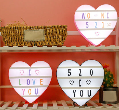 Cinema Light Box Black Heart Shaped LED Light Up Light Box with Coloured Alphabet Stickers V1294-YM0512-3115220128311