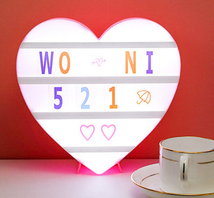Cinema Light Box Black Heart Shaped LED Light Up Light Box with Coloured Alphabet Stickers V1294-YM0512-3115220128311