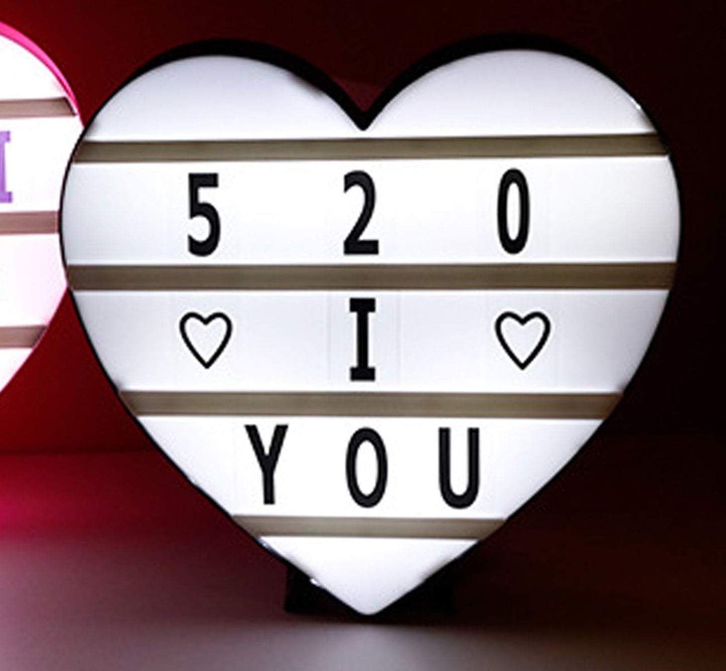 Cinema Light Box Black Heart Shaped LED Light Up Light Box with Coloured Alphabet Stickers V1294-YM0512-3115220128311