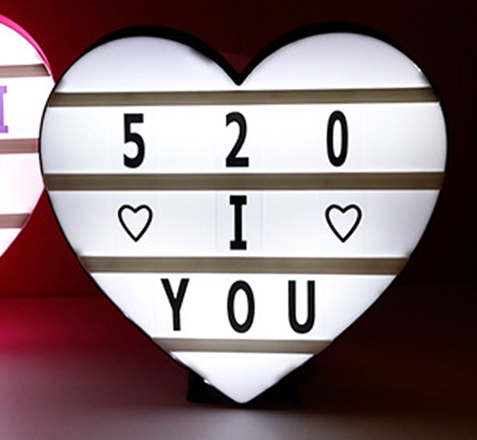 Cinema Light Box Black Heart Shaped LED Light Up Light Box with Coloured Alphabet Stickers V1294-YM0512-3115220128311