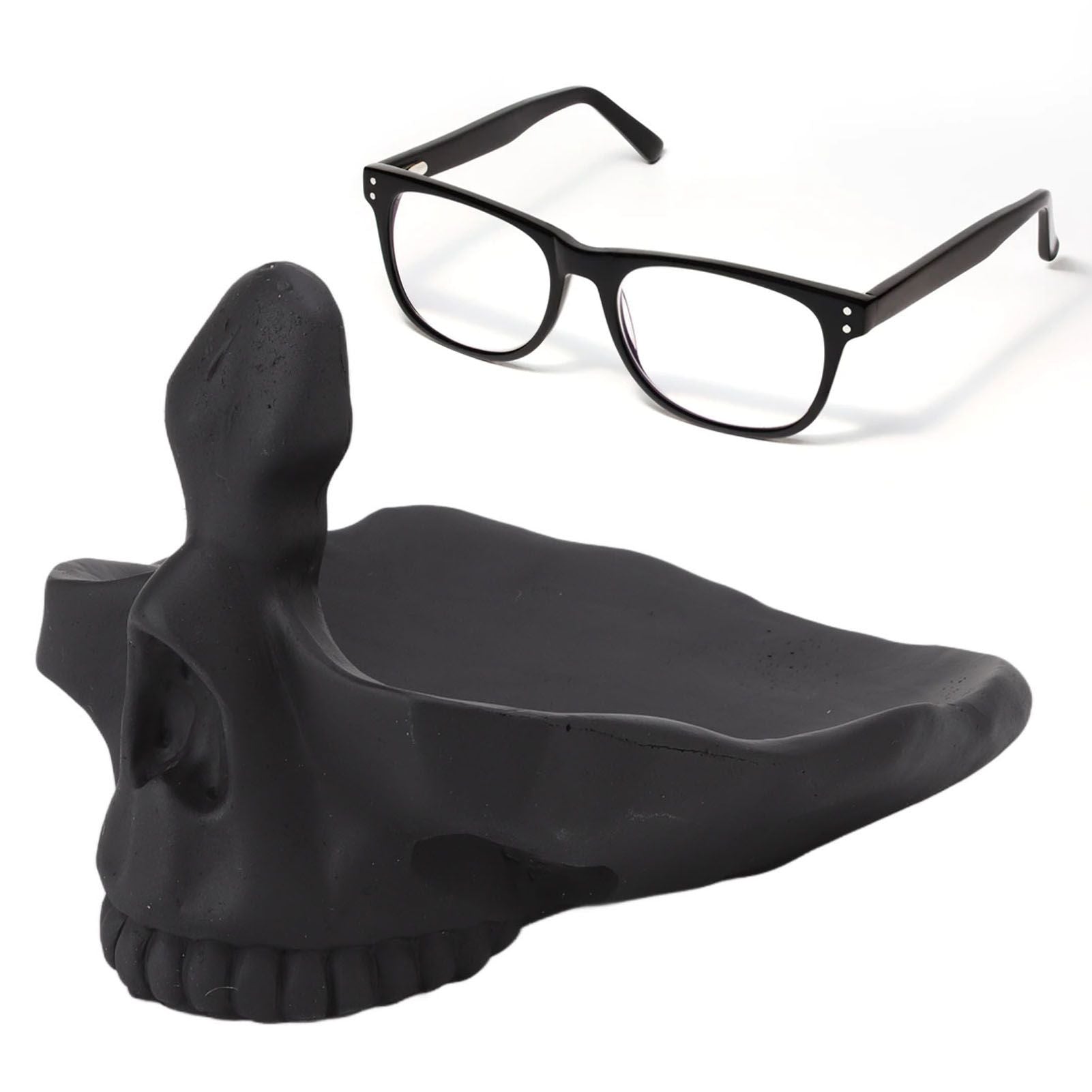 Skull Glasses Stand Lifelike Scratch Resistant Practical Statue Eyeglasses Holder with Storage Tray for Home V1294-YM0512-3115220130311