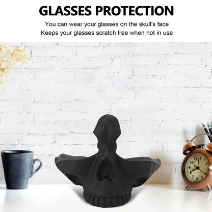 Skull Glasses Stand Lifelike Scratch Resistant Practical Statue Eyeglasses Holder with Storage Tray for Home V1294-YM0512-3115220130311